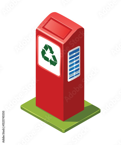 Red Recycling Bin with Slots