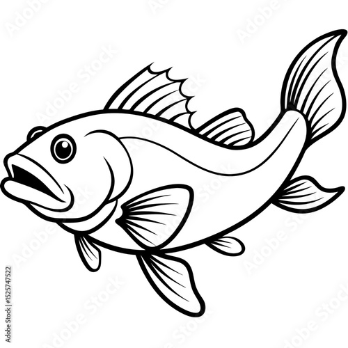 Atlantic Wolffish Vector — Simple Illustration on White Background