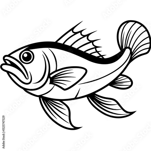 Atlantic Wolffish Vector — Simple Illustration on White Background
