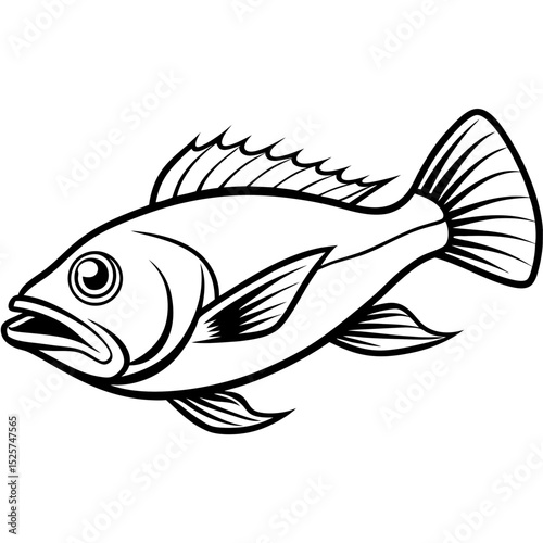 Atlantic Wolffish Vector — Simple Illustration on White Background