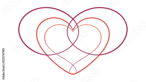 Intertwined hearts illustration featuring a transparent and modern design for love and unity