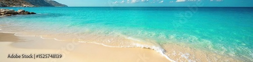 Sun-drenched Greek beach with crystal-clear turquoise water lapping the golden sand Perfect for relaxation and escape Ideal for travel and tourism advertising ?, picturesque, relaxation, sea