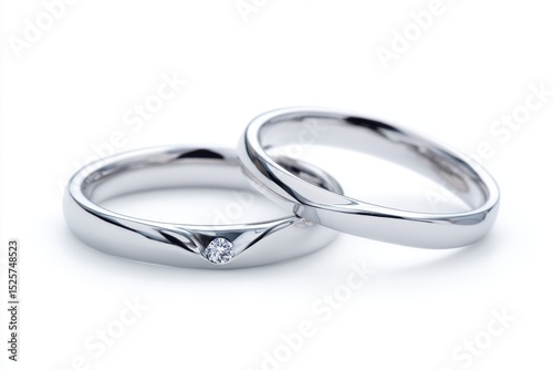 Two silver wedding rings jewelry close up
