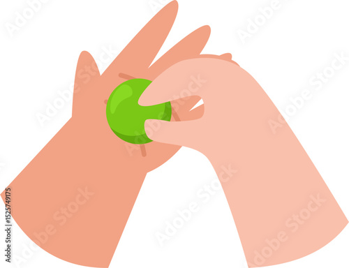 Green Sphere Held in Two Hands, Flat Design Illustration