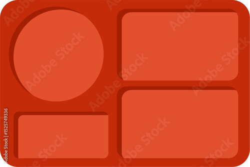 Empty Orange Tray: Rounded Compartments, Simple Illustration.