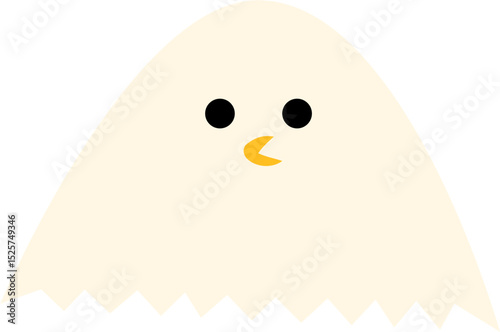 Simple Cartoon Ghost with Beak, Flat Design.