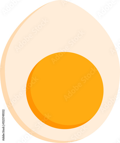 Simple Hard-Boiled Egg: Cross-Sectional View, Bright Yellow Yolk, Creamy White, Minimalist Vector Illustration