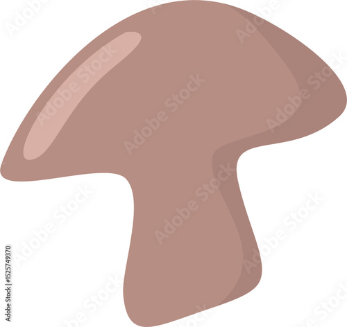 Simple mushroom shape, rounded cap, earthy tones, vector illustration.