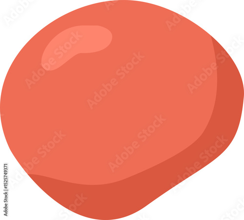 Coral Pebble: Smooth, Rounded, Single Object, Soft Shadow