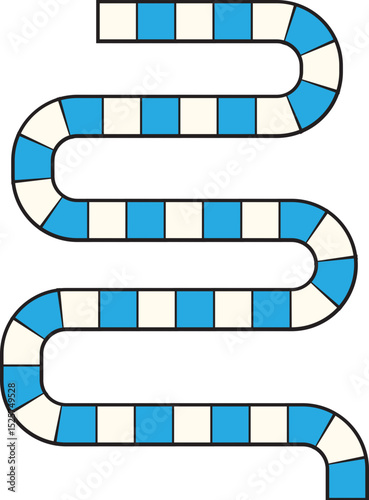 Blue & White Checkered S-Curve Path, Game Board Design and MazeIllustration for Kid Education.