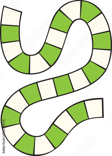 Winding Game Path: Alternating Green and White Rectangles.
