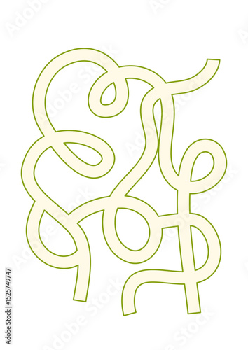 Abstract Olive Green Curvilinear Maze on White.