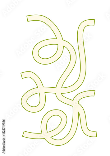 Abstract Pale Green Curvilinear Form on White.  Maze Illustration for Kid Education.