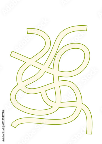 Intertwined Olive Drab Lines: Abstract Geometric Pattern on White.