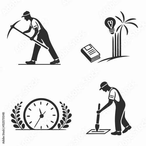 Professional vector icons set mining idea time design