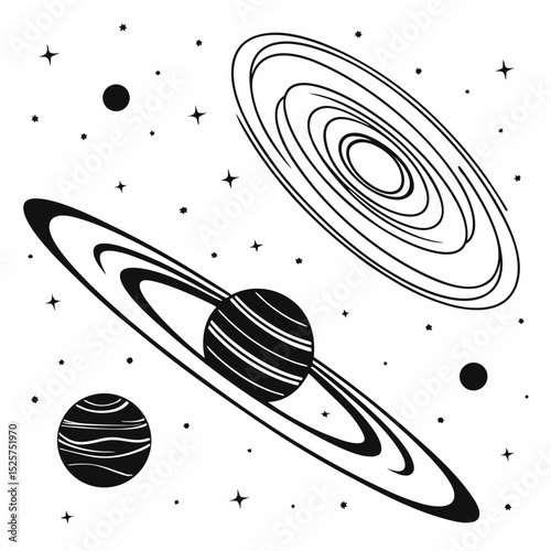 Professional space planets galaxy design element