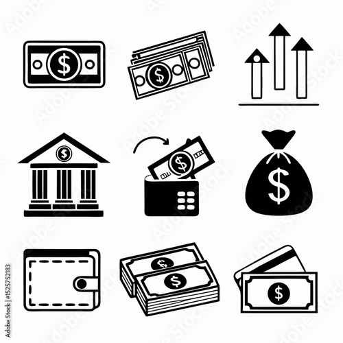 Finance icons money banking wealth investment growth