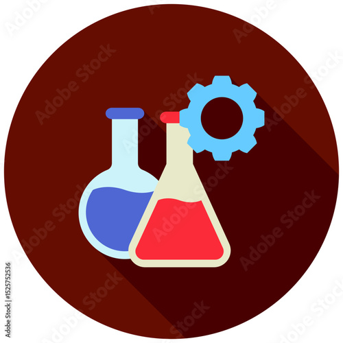 Experiment mini illustration rounded flat color icon, use for research and development, education, industry, UI, UX kit, app and web development, digital or print.