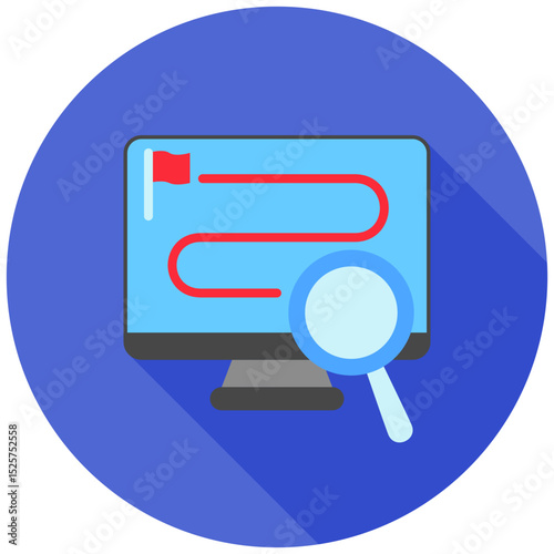 Goal Tracking mini illustration rounded flat color icon, use for research and development, education, industry, UI, UX kit, app and web development, digital or print.