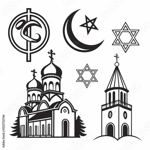 Religious symbols church mosque star david cross