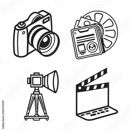 Professional filmmaking and photography equipment icons