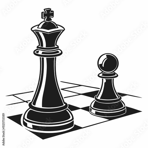 Chess king and pawn on board strategy game