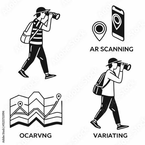 Tourist using ar scanning app for navigation