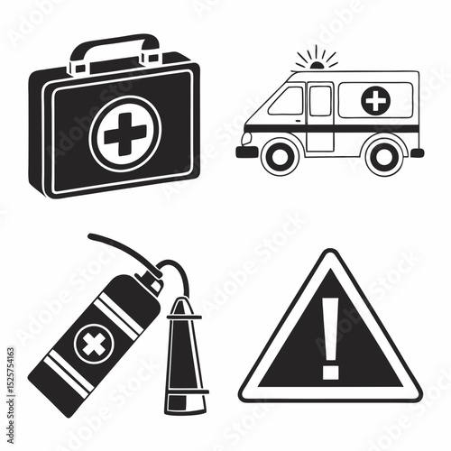 Emergency medical kit ambulance first aid warning sign