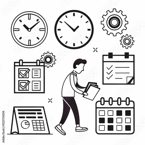 Businessman working time management schedule planning
