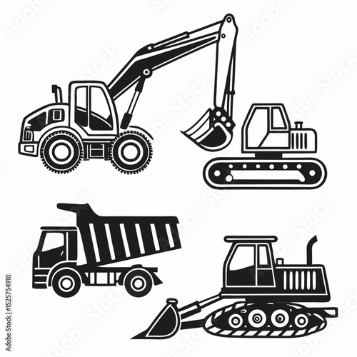 Construction vehicles excavator bulldozer dump truck