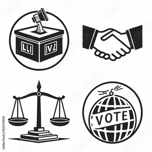 Professional election icons set isolated on white background
