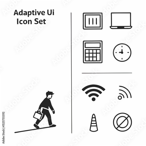 Professional adaptive ui icon set isolated on white