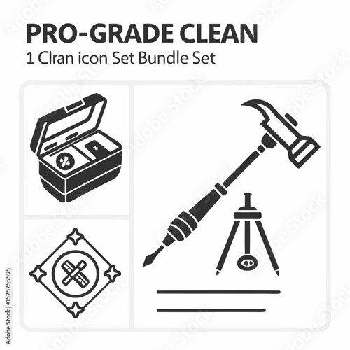 Pro-grade cleaning tools icon set bundle