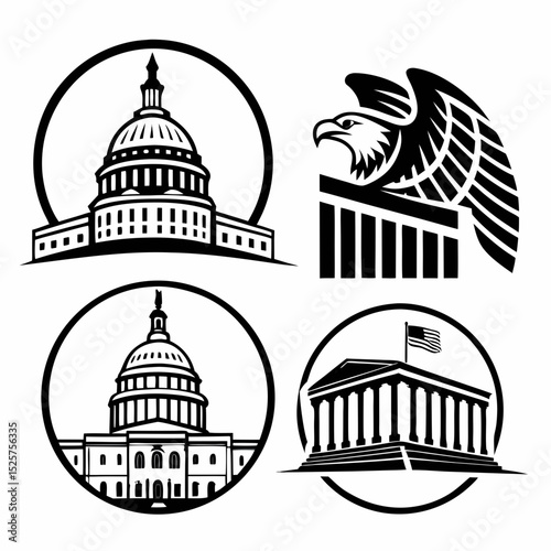 Us capitol building eagle american government icons
