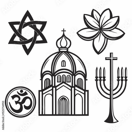 Religious symbols world faiths spirituality icons