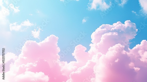 Pastel pink and blue dreamy sky with clouds, ethereal and fantastical background in dreamcore aesthetic. Minimalist design ideal for digital wallpapers, social media backdrops, or fantasy-themed proje