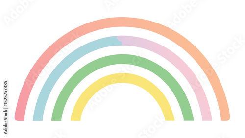 Pastel colored rainbow illustration with transparent background for creative designs