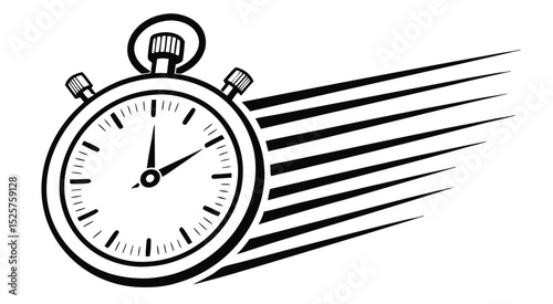 Minimal Stopwatch Icon with Motion Lines – Fast Time Symbol