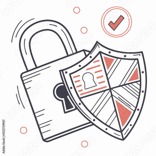 Secure data protection shield and lock icon