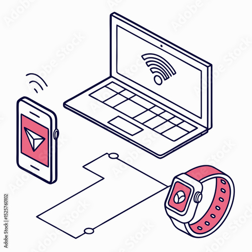 Wireless technology laptop smartphone smartwatch connection