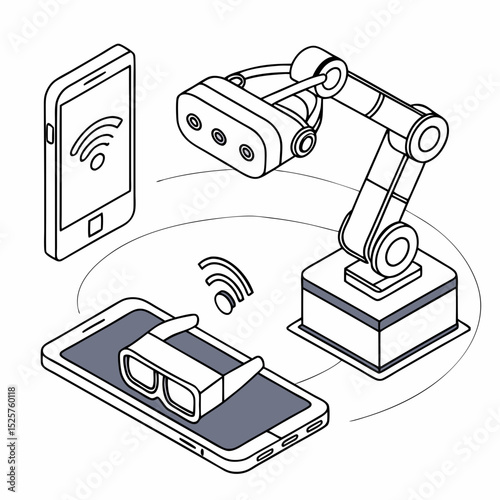 Wireless vr technology robotic arm smartphone connection
