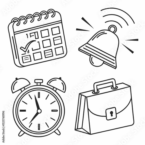Time management schedule planning organization icons