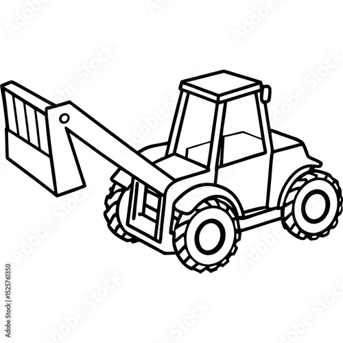 Telescopic Handler Vector on White