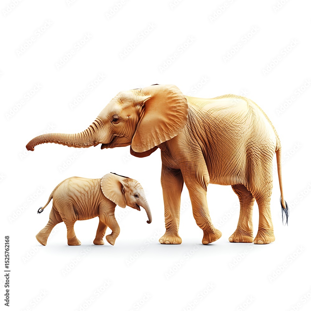 Fototapeta premium Elephants, Mother and Calf
