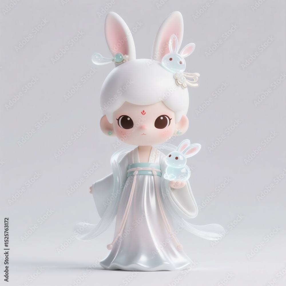 Obraz premium Exquisite Chang'e Doll with Lunar Rabbit for Mid-Autumn Festival