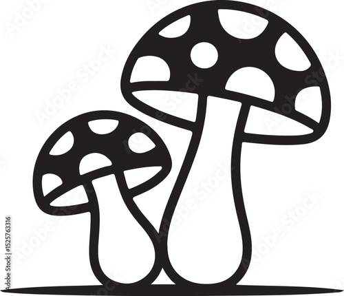 MUSHROOM DUO: Whimsical Fungi Illustration with Polka Dots