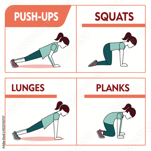 Exercise chart with various bodyweight moves