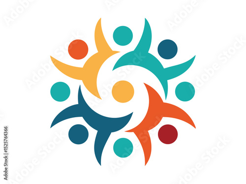Colorful abstract circular design symbolizing community teamwork collaboration and togetherness.