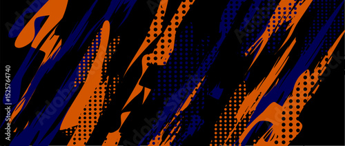 Abstract orange and blue brush strokes design - great for design inspiration