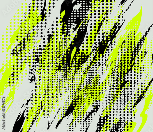 Neon dots and brushstrokes abstract - great for design inspiration